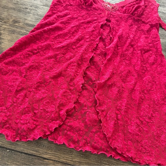 Hanky Panky Fuchsia Red Babydoll Chemise Set Thong Panty Medium Stretch Lace - Picture 5 of 6